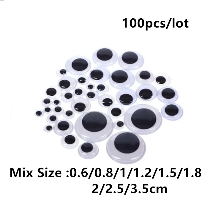 50 шт. 6-35 мм движущиеся глазные глазки пластиковые глаза скрапбук с клейкой наклейкой детские животные кукла игрушка рукоделие - Цвет: Eye Mix Size 100pcs