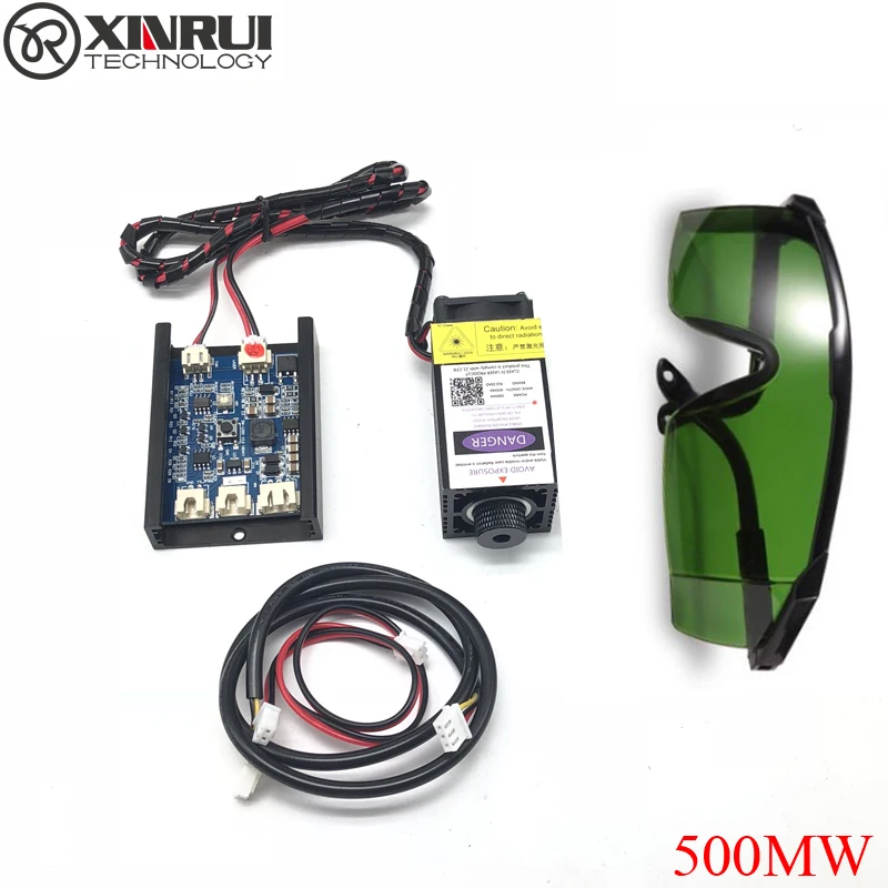 500mw 405NM blue purple laser module engravingwith TTL PWM control focusing tube diode+ goggles