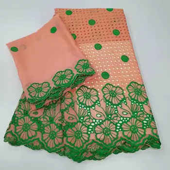 

African Dry Lace With Net Blouse Swiss Voile Lace In Switzerland 2020 High Quality 5+2 Yards African 100% Cotton Stones Fabrics