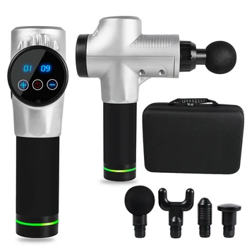

New Muscle Relaxation Massager Fascia Gun Deep Tissue Massager with LCD Touch Screen and 4 Massage Heads