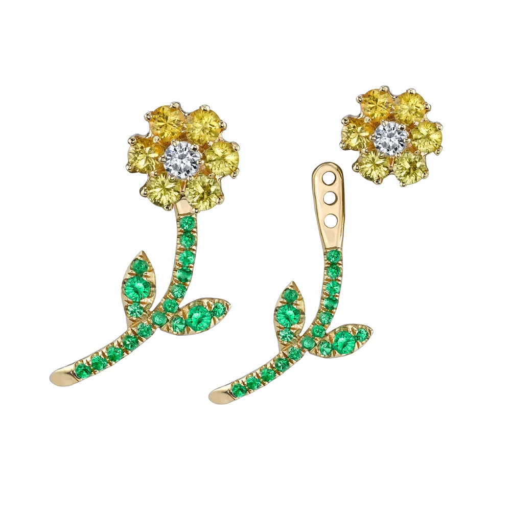 

LOZRUNVE Trendy Jewelry 925 Silver Full Zirconia Stone Goldie Flower Earring