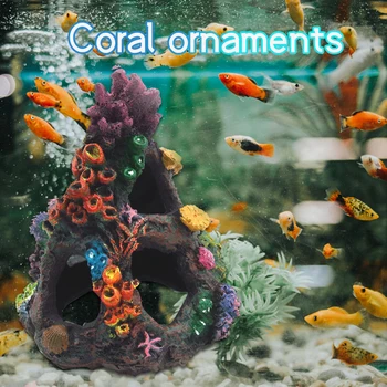 

Coral Ornaments Aquarium Decoration Mini Sleep Rest Non Toxic Resin Rock Mountain Cave Artificial Safety Portable Fish Tank