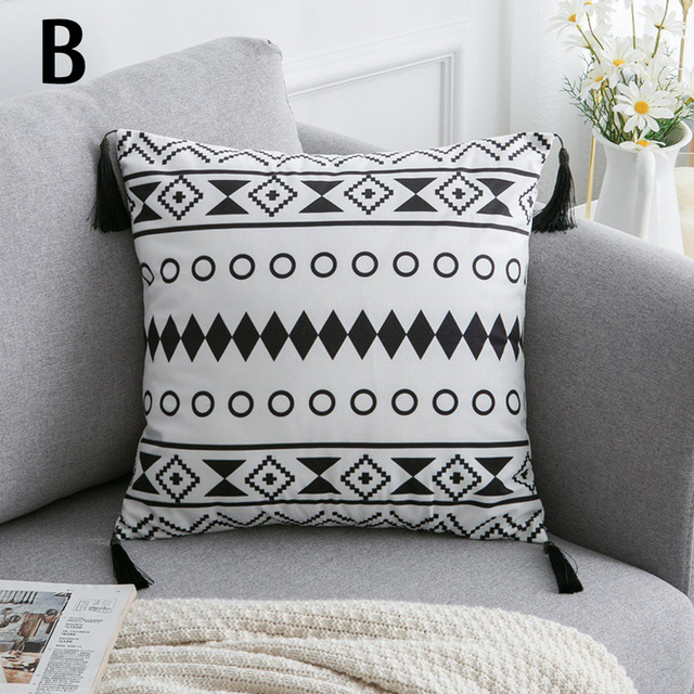 Decorative Cushion Cover Northern Europe INS Style Square Pillow Cover Soft 45x45cm Geometric Ball Fringe Pillowcase