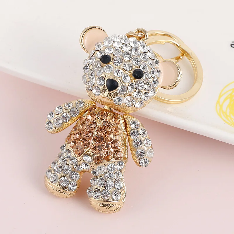 Корейский стиль, покрытая стразами, медвежонок, сплав, брелок для ключей для девочек, модная сумка, подвеска с героем аниме, застежка-карабин, брелок для ключей