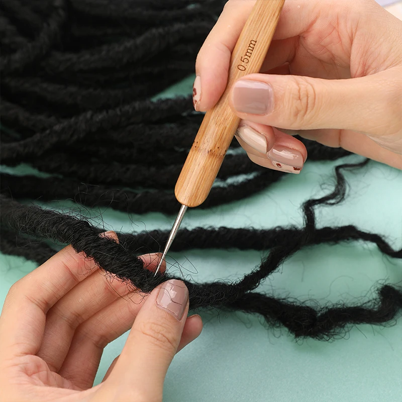 Crochet Hooks Dreadlock Crochet Bamboo Handle Hook 0.5Mm 0.75Mm 1-Hook 2-Hooks 3-Hooks Needle Dreads Lock Needle