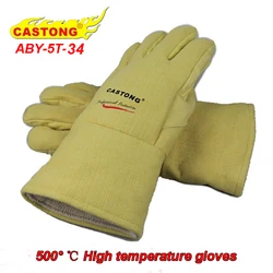 CASTONG 500 High temperature gloves Thicker palm Flame retardant fire gloves oven Bake Heat treatment Anti-scald safety gloves