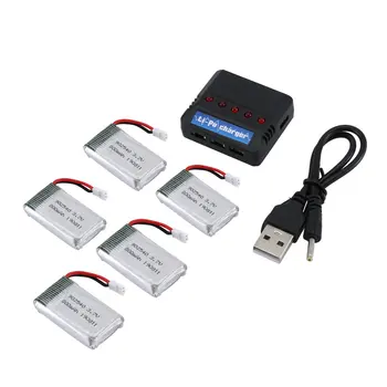 

5Pcs 3.7V 800mAh Battery For Syma X5 X5C X5C-1 X5S X5SW X5SC V931 H5C CX-30 CX-30W Drone Spare Parts With 5-in-1 Charger