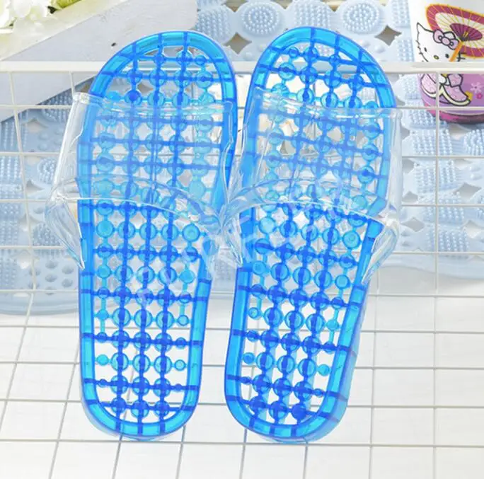 Женские летние массажные тапочки; нескользящие домашние Тапочки для ванной; женская обувь тапки; женские прозрачные сандалии на плоской подошве; шлепанцы - Цвет: Blue