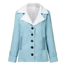 

80% HOT SALES！！！Women Winter Solid Color Buttons Lapel Warm Coat Plush Thick Outerwear Jacket