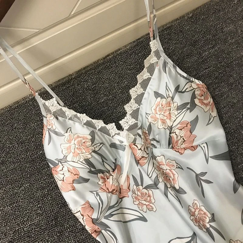 Ночная рубашка la robe du soir, сексуальная женская кружевная ночная рубашка с открытой спиной, соблазнительная ночная рубашка с тонким принтом, ночная рубашка для дома