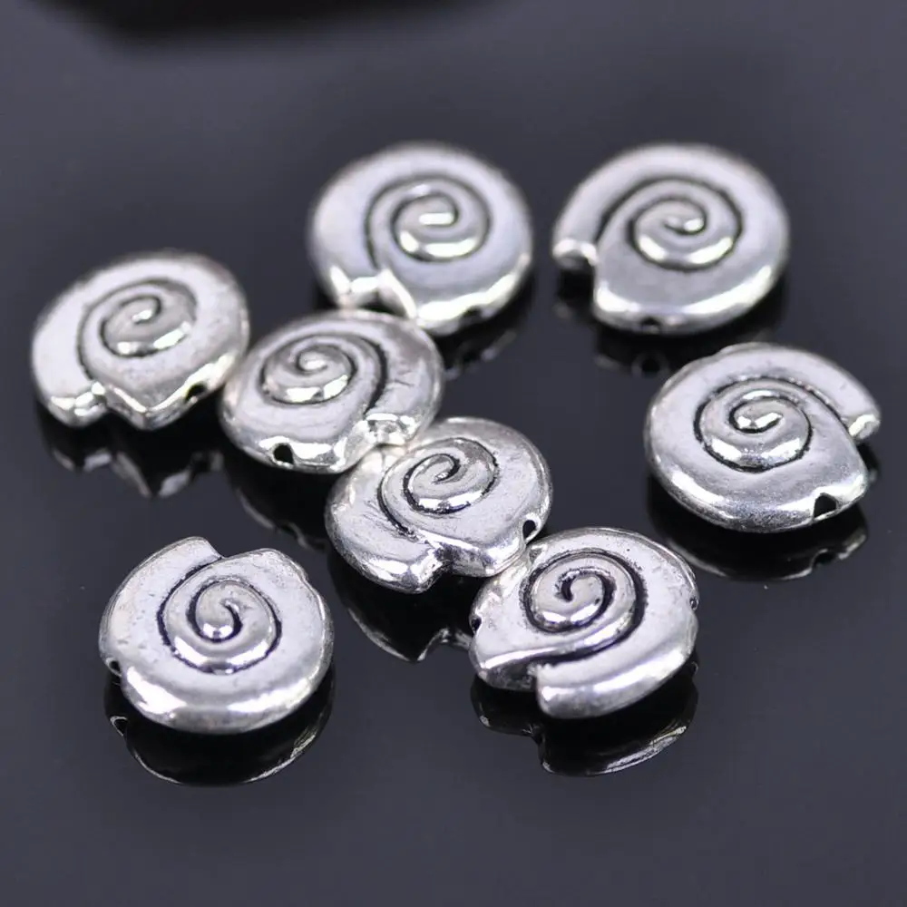 10pcs Snail Shape 14mm Tibetan Silver Color Metal Alloy Loose Spacer Beads lot for DIY Necklace Bracelet Jewelry Making Findings