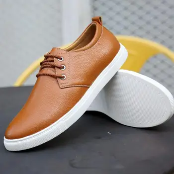 

38~49 Large Size Men Pu Leather Lace Up Casual Shoes Tennis Sneakers Breathable Comfort Driving Shoe Flat Loafers Mocassin Homme