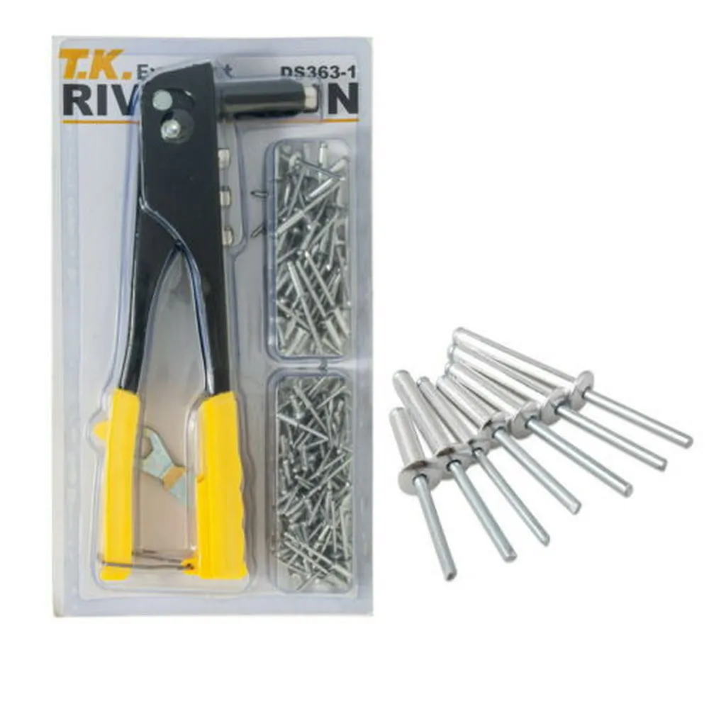 Heavy Duty Riveter Set,Manual Pop it Metal Rivet Gun and Blinds Remaches Rivets Assortment Kit 150 Psc