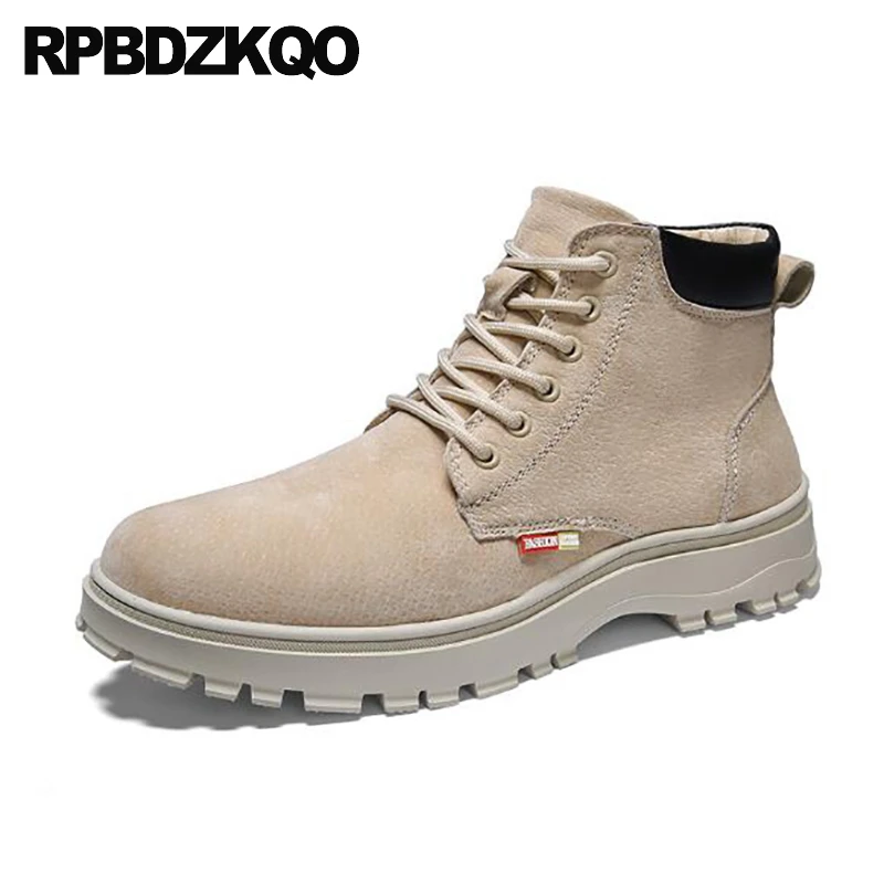 

suede autumn british style safety military fall shoes short working work retro combat boots booties army lace up men designer