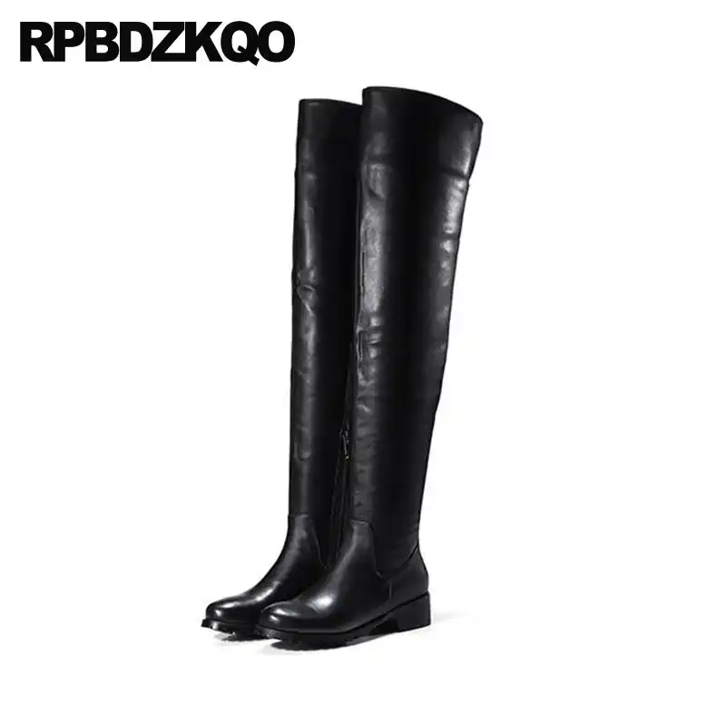 genuine leather wide calf boots