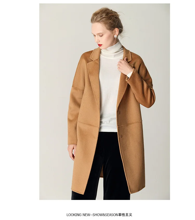 Двухстороннее шерстяное пальто с водной волной, женское облегающее шерстяное пальто-кокон, женские пальто, длинное пальто для женщин, женские зимние пальто