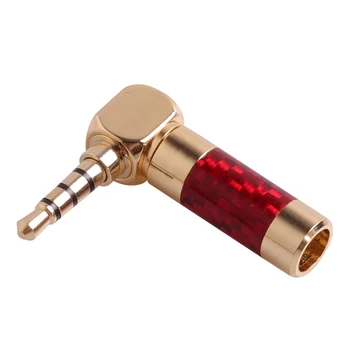 

Angle Carbon Fiber Adapter Audio Jack 3.5mm 4 Pole Stereo Male Plug Gold Plated Wire Solder Connector
