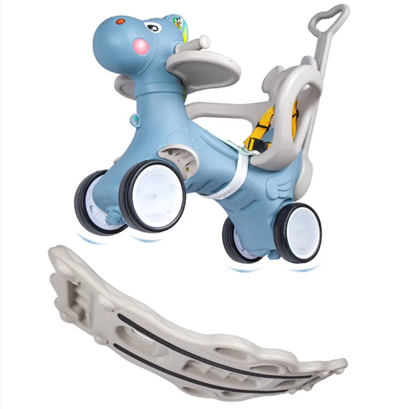 Детская музыкальная лошадка-качалка, пластиковая флэш-качалка, детская тележка, многофункциональное детское кресло-качалка, троянская игрушка