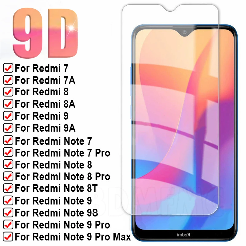 Закаленное стекло с полным покрытием для Xiao Redmi 9 9A 8 8A 7 7A защитное на Note 9s 8T Pro Max