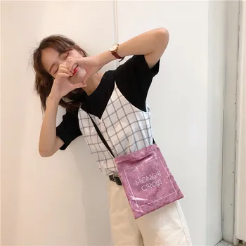 

2019 Women Fashion Ice Velvet Shoulder Bag Embroidered Letters Diagonal Bag Retro Student Bag Bolsa Feminina De Ombro Vintage 50