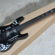 Custom shop KH-2 ouija электрогитара глянцевая черная Кирк хэмметт подписи ouija гитара Звезда и Луна инкрустация гитара