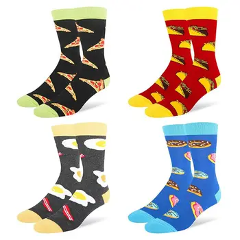 

Unisex Novelty Crazy Food Crew Socks Funny Colorful Egg Pizza Tacos Tube Hosiery