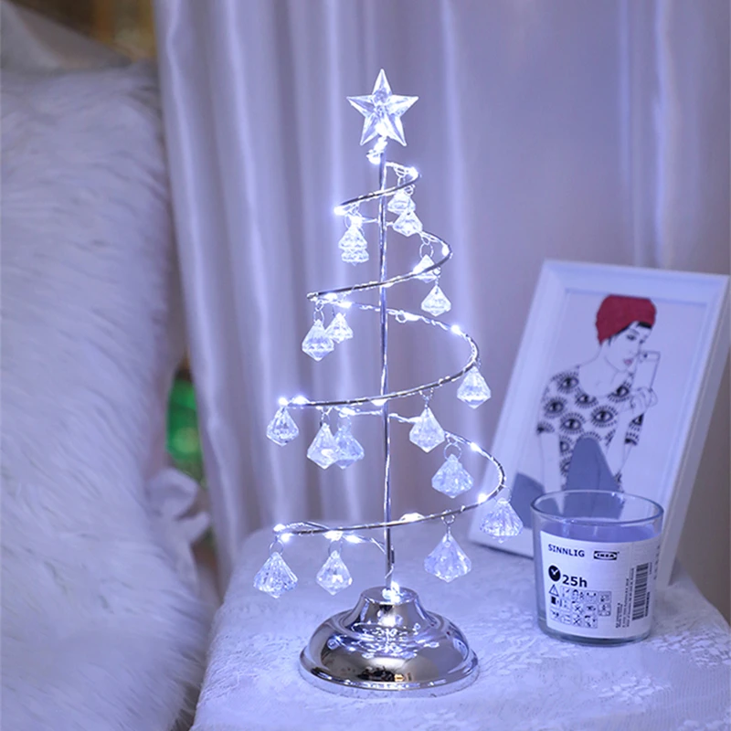 Светодиодные огни для новогодней елки, акриловая Хрустальная настольная лампа, Рождественский венок, праздничный домашний бар, атмосфера, Декор, новинка, ночной Светильник - Испускаемый цвет: Silver white light