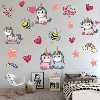 

3D Cartoon unicorn wall sticker Princess's room wall decoration wall stickers for kids rooms