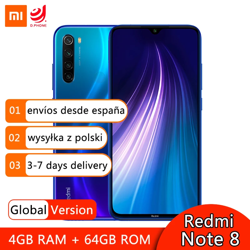 Global Version Xiaomi Redmi Note 8 4GB 64GB Smartphone Snapdragon 665 Octa Core 48MP Quad Rear Camera 6.3 Global Version Xiaomi Redmi Note 8 4GB 64GB Smartphone Snapdragon 665 Octa Core 48MP Quad Rear Camera 6.3