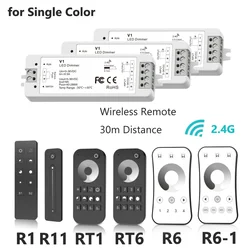 V1 DC 5V/12V/24V 8A PWM Wireless LED Dimmer Controller Switch +Touch RF Remote for Single Color COB 5050 3528 Dimming LED Strip