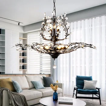 

Nordic Chandelier Lustres De Cristal Living Room Hotel Lobby Crystal Pandent Lighting Dining Room Decor Ceiling Chandeliers