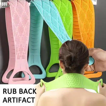 

Dropship 9 Colors Silicone Gel Scrub Bath Brush Strip Massage Back Rubs Bathing Tape Artifact Rubber Brush Bathroom Accessories