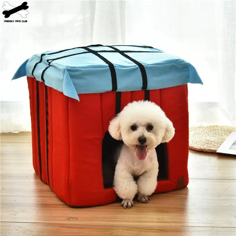 Soft Pet Bed Foldable Dog Bed Universal Pet Products Warm House For Cat Portable Closed Villa Teddy Kennel With A Hole