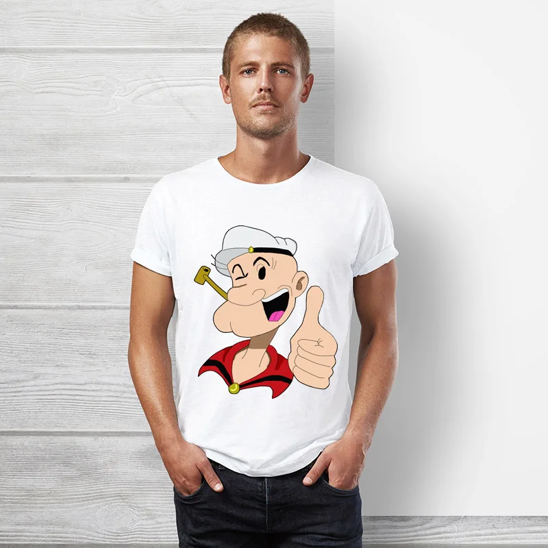 Брендовая одежда True reveler, футболка Popeye, Мужская футболка с коротким рукавом, летняя мультяшная футболка в стиле хип-хоп, забавная футболка из хлопка с моряком