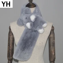 Детский настоящий шарф из меха кролика рекс мех кролика рекс червь и мягкий шейный платок для детей милый мех кролика Рекс кольцо шарфы