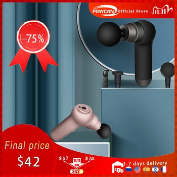 

POWCAN Portable Mini Massage Gun Fascia Gun USB Charging Electric Massager Muscle Relax Body Massage Pain Relief 4 Head With Bag