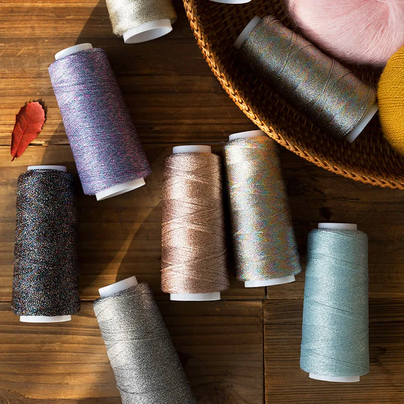 

40g/roll Fine Metallic Colored Silk Thread Diy Hand-Woven Gold And Silver Scarf Shawl Clothing Material Package Wiring