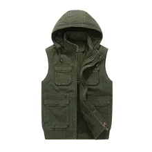 Мужской повседневный жилет осень стиль плюс бархат плюс хлопок большой размер жилет Мульти-Карманы Сплошной цвет Рыболовный Жилет