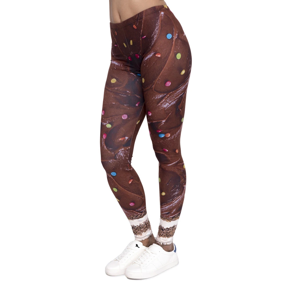 

Fashion Design Women Legging Chocolate Cake Printing Leggings Slim Cozy High Waist Woman Pants#3