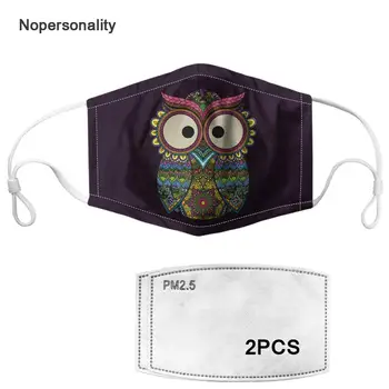 

Twoheartsgirl Printing Owl Mouth Mask for Kids Women Cute PM2.5 Anti-dust Men Face Mask with 2pcs Filter Reusable Mouth-muffle
