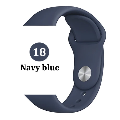 Ремешок для Apple watch band 5 4 44 мм 40 мм correa iwatch 4 3 2 42 мм 38 мм спортивный силиконовый браслет pulseira аксессуары для Apple watch - Цвет ремешка: 18-Navy blue