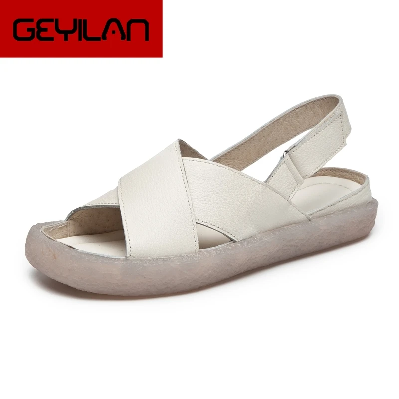 

summer sandals women shoes genuine leather thick heel platform sandals for women handmade retro women sandals flip flop