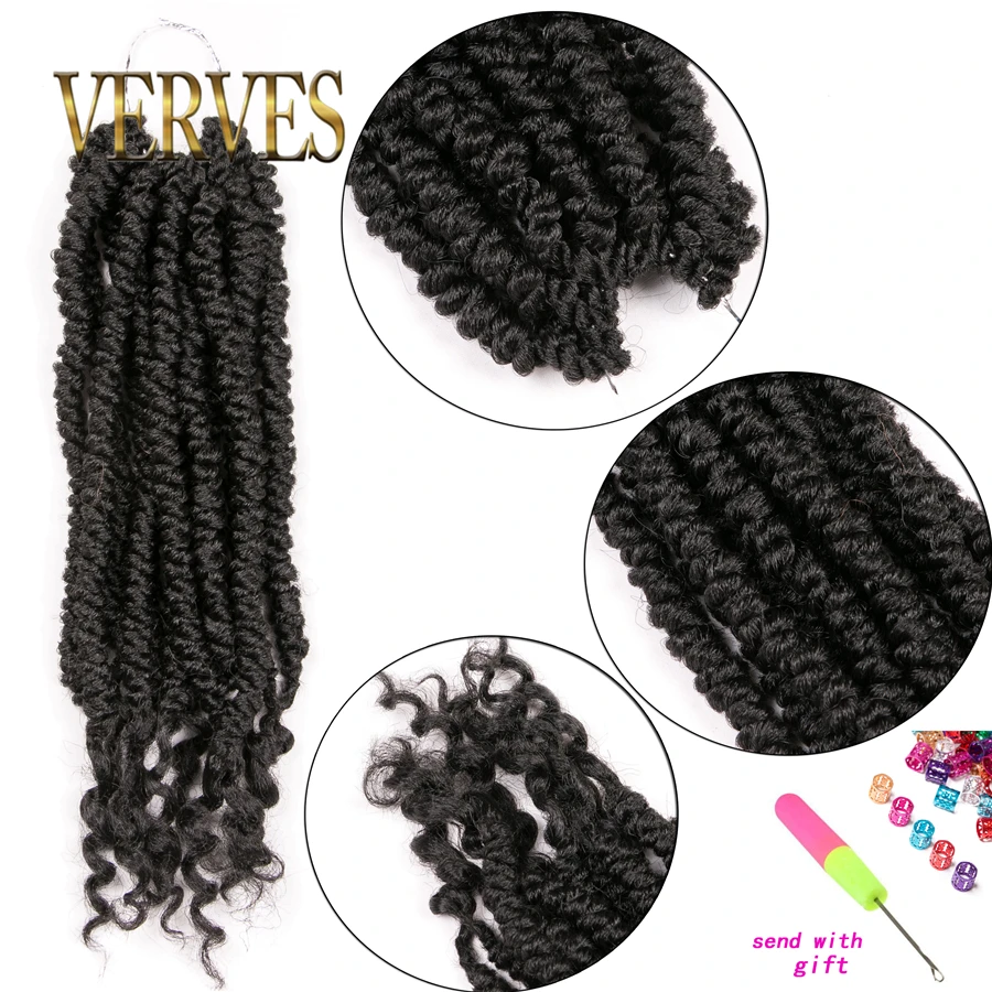 VERVES плетение Омбре Faux Locs Curly 14 дюймов 12 корней/упаковка крючком косички Dread Locs наращивание волос твист черный жук, плетение