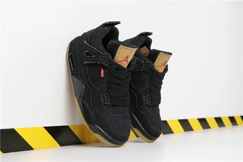 

Nike Air Jordan 4 Levis AJ4 Men Basketball Shoes Outdoor Leisure Sports Shoes Women Comfortable Training Sneakers Denim Black