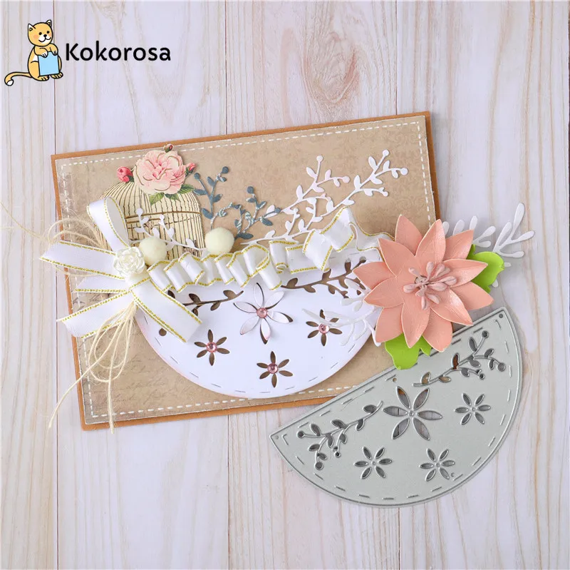 Металлические Вырубные штампы Kokorosa полукруглая Складная карточка кружевная