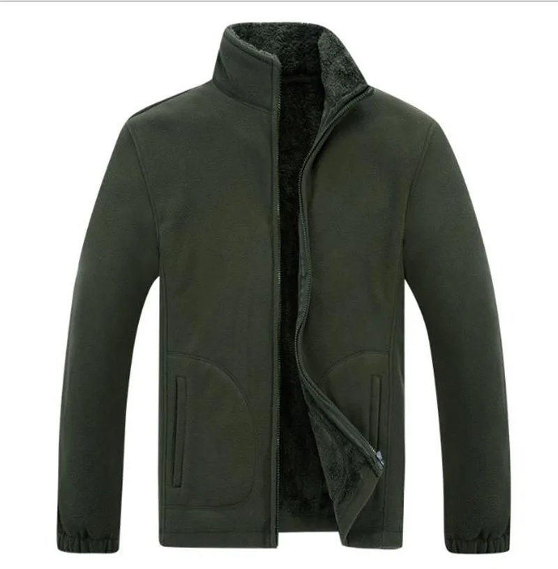 

Solid Fleece Clothes Men Sweater Thicken Stand Collar Warm Coat Mens Outdoor Sports Outerwear Men's WindBreaker