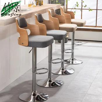 

European Bar Table Chair Lift Rotating Light Luxury Bar Chair Wrought Iron American High Back Chair Home Simple Stool