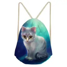 HaoYun/женские Мини мешочки на шнурке, пляжная обувь с изображением фантастических кошек, с карманами, с рисунком животных, дорожные сумки Органайзер для девочек
