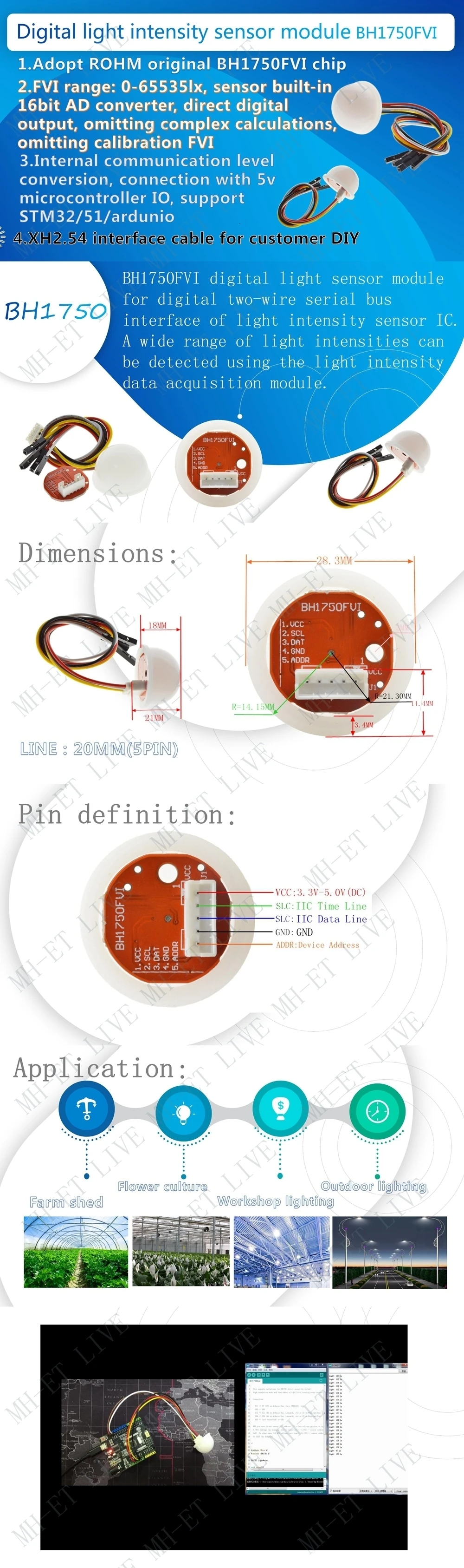 ShengYang интеллектуальный электронный BH1750 BH1750FVI чип светильник интенсивность светильник Модуль светильник шар для Arduino