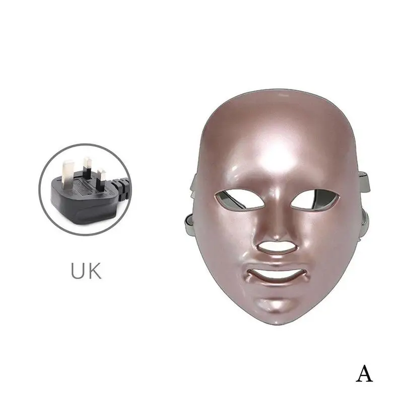 A UK Светодиодная маска для лица, 7 цветов, подтягивающая маска для лица, светодиодная терапевтическая маска, светильник, маска для лица, фотонная светодиодная маска для лица, Корейская маска для ухода за кожей - Цвет: A UK